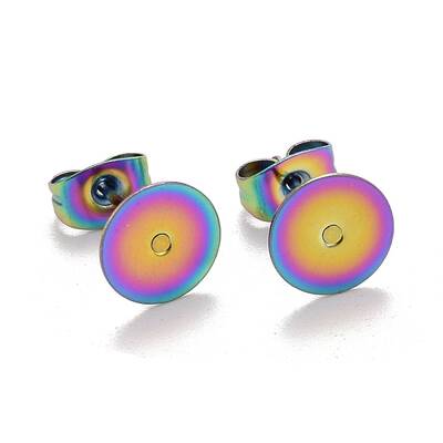 Ion Plating(IP) Rainbow Color 304 Stainless Steel Stud Earring Findings