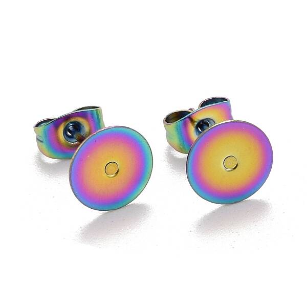 Ion Plating(IP) Rainbow Color 304 Stainless Steel Stud Earring Findings