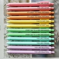Motivational Inspirational Encouraging Pen Set, 12pcs/set Retractable Happy Positive Pens, Colorful & Cute Pens for Journalin...