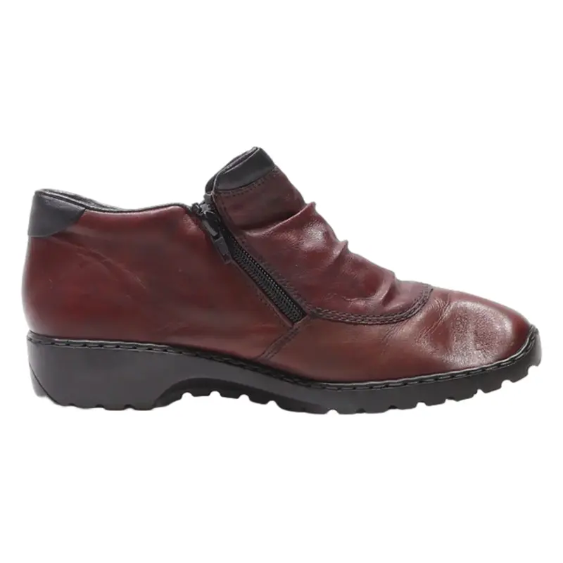 RIEKER Ankle Boots Maroon Leather Womens UK 6