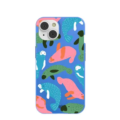 Electric Blue Sea Cows iPhone 14/16e Case