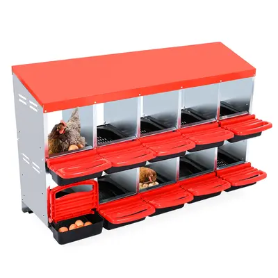 Garvee Chicken Nesting Box, 10 Compartments Nesting Boxes for Chickens, Chicken Laying Boxes, Roll Away Nesting Box for Chick...