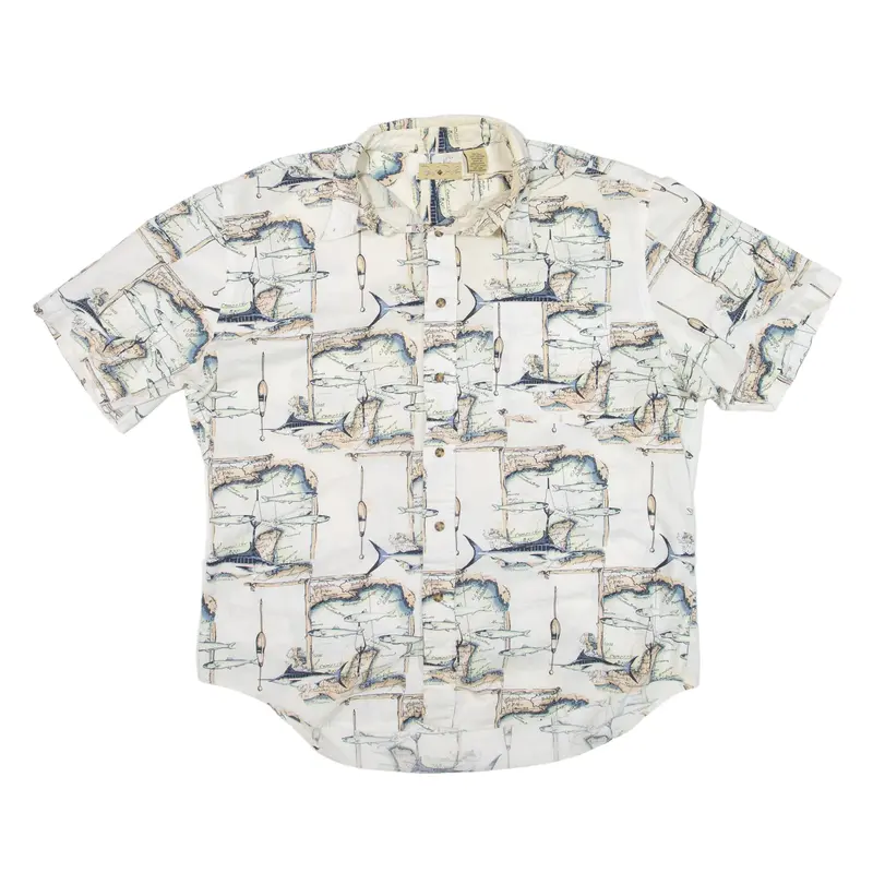 ROYAL PALM Shirt White Short Sleeve Mens L
