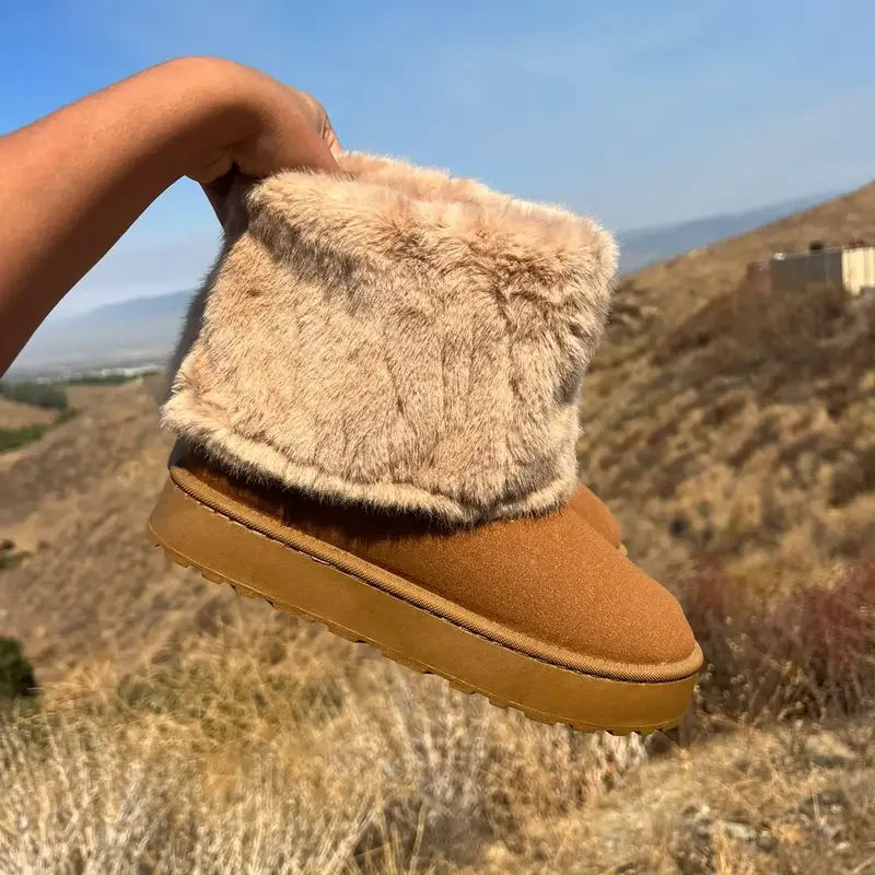 Winter Fall Platform Faux Fur Ankle Boots for Women - Girly, Style, Cozy, Walking Shoes snow boot