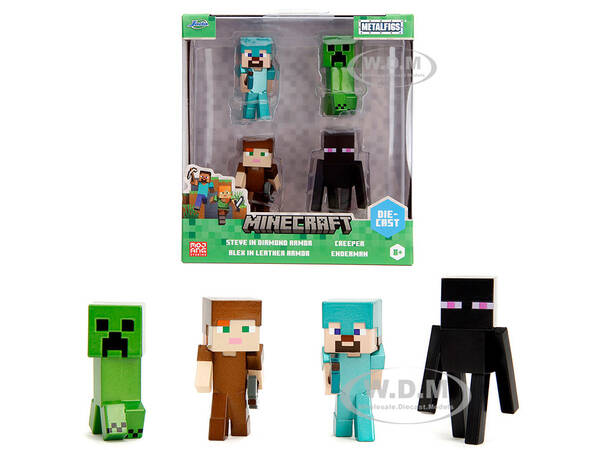 Set of 4 Diecast Figures Minecraft Video Game Wave 3 Metalfigs Series Diecast models by Jada