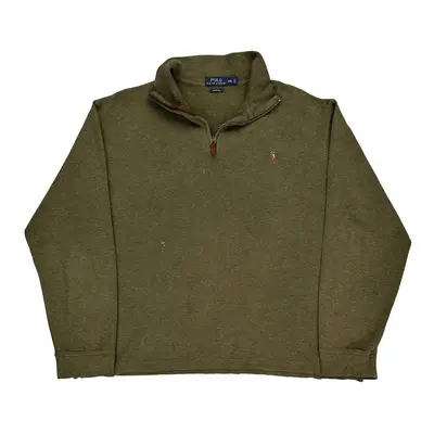 Ralph Lauren 1/4 Zip - 2XL Green Cotton Blend