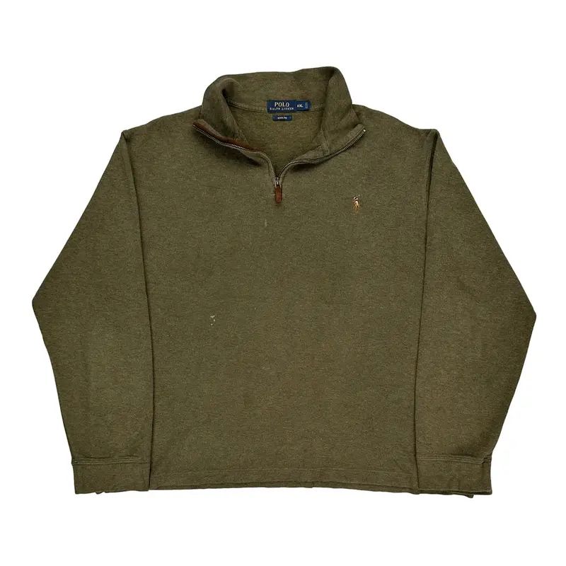 Ralph Lauren 1/4 Zip - 2XL Green Cotton Blend