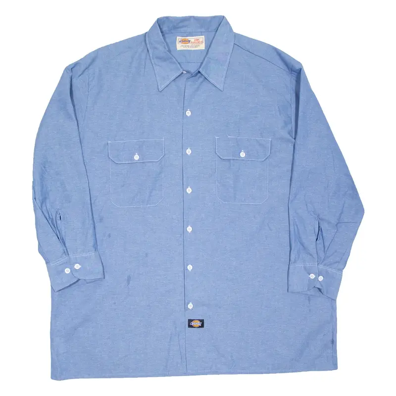DICKIES Mens Worker Shirt Blue Long Sleeve XL