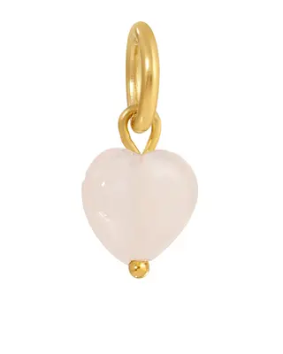 Rose Quartz Heart Charm | Metal Color: Silver