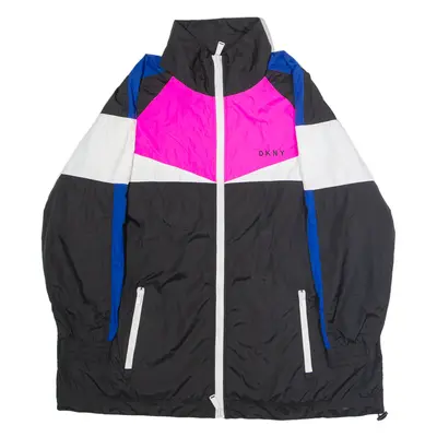 DKNY Womens Windbreaker Jacket Black Colourblock XL
