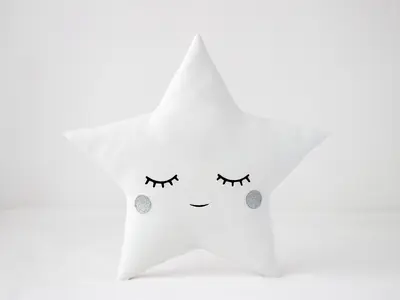 White Star Pillow with Glitter Touch
