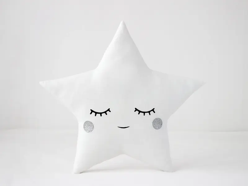 White Star Pillow with Glitter Touch