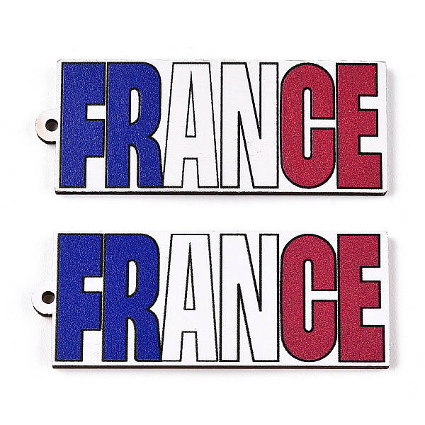 French Theme Printed Wood Pendants