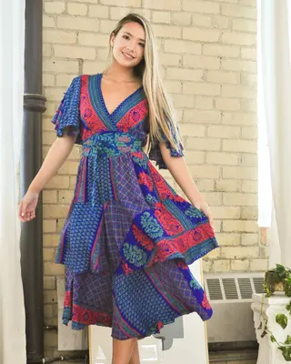 Bella Layered Maxi - Upcycled | Size: S/M | Color: Earth Tones