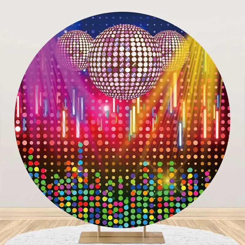 Colorful Dynamic Disco Round Dance Party Backdrop - Aperturee