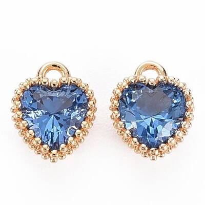 Brass Micro Pave Cubic Zirconia Charms