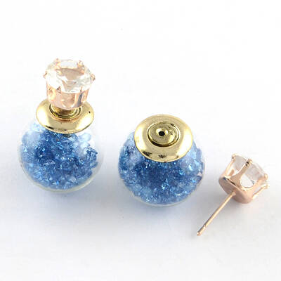 Double Sided Glass Ball Stud Earrings