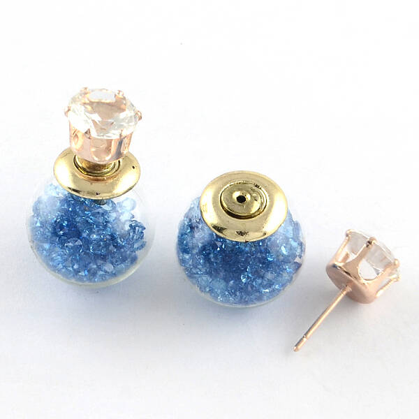 Double Sided Glass Ball Stud Earrings