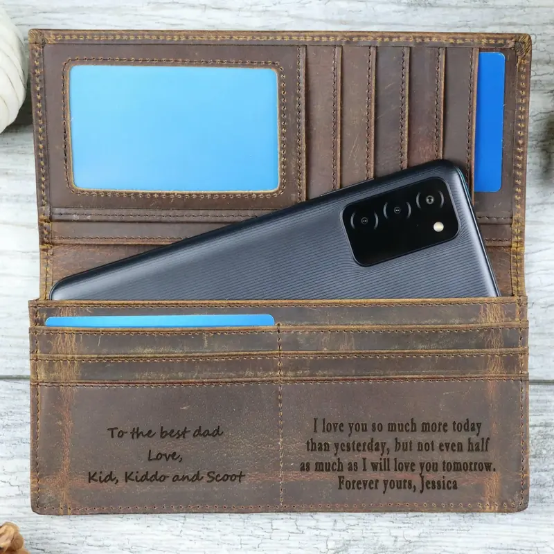 15 pcs+ Personalized Long Leather Men Wallet in Bulk , Real Leather, Same Day Shipping, Free Shipping US