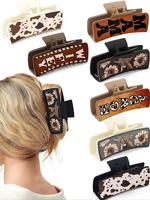 Western Cowboy Style Cute Animal Pattern Hair Claws, Fashionable Hair Accessories for Women & Girls, Casual Versatile Hair Ac...