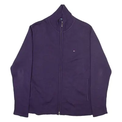 TOMMY HILFIGER Mens Jumper Purple Tight Knit Wool M
