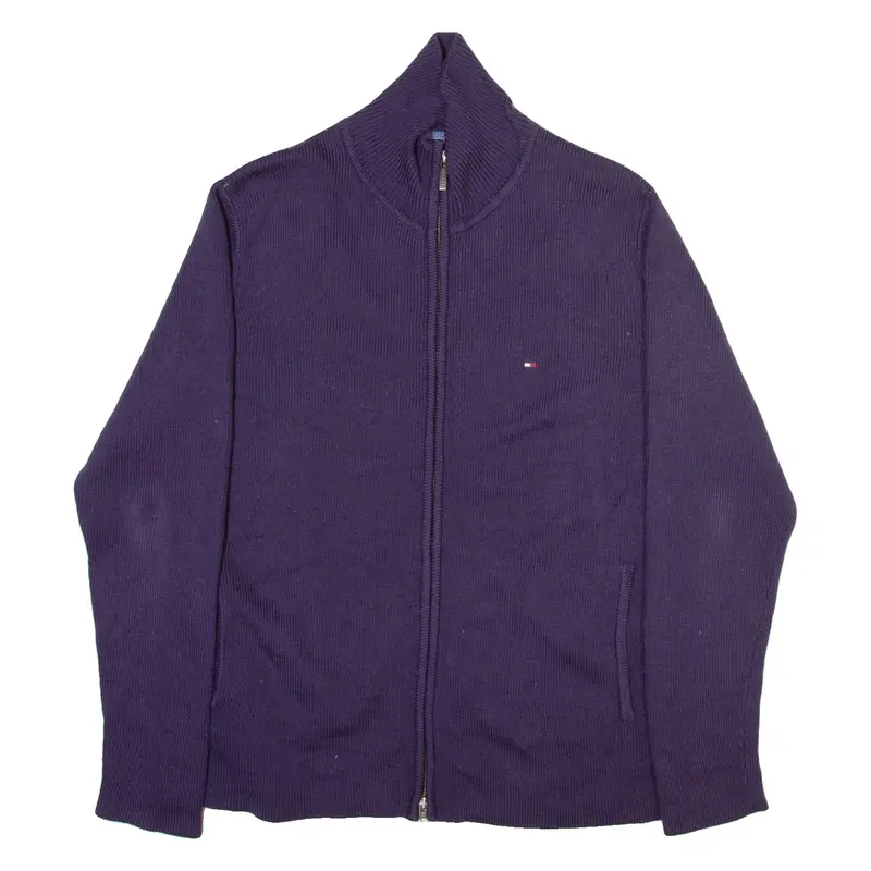 TOMMY HILFIGER Mens Jumper Purple Tight Knit Wool M