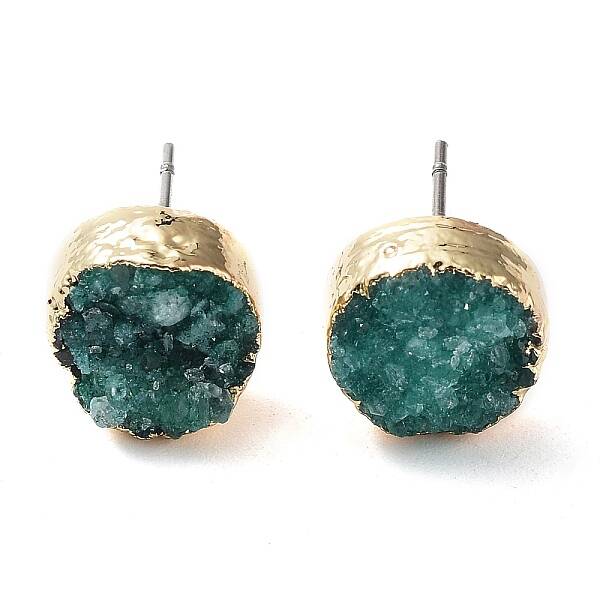 Natural Druzy Agate Stud Earrings