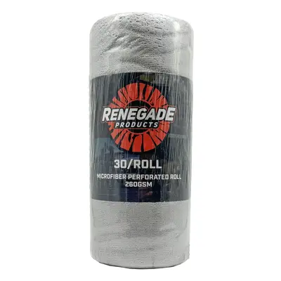 Renegade Products | Roll of (30) Premium Microfiber Towels β 12x12 260GSM Shop Towels for Cleaning, Coating & Detailing