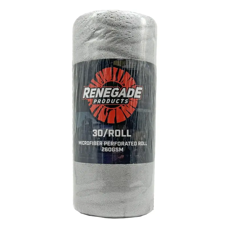 Renegade Products | Roll of (30) Premium Microfiber Towels – 12x12 260GSM Shop Towels for Cleaning, Coating & Detailing