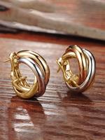 Fashionable Criss Cross Design Hoop Earrings, Elegant Jewelry for Women for Party, Daily Clothing Decor, Trendy All-match & E...