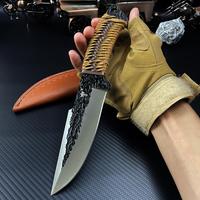 High Hardness Straight Knife, 1 Count Carbon Steel Knife with Sheath, Outdoor Knife, Fixed Blade Knife, Kitchen Multipurpose ...