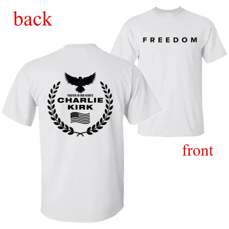 Freedom Charlie Kirk A True American Patriot Eagle Wreath “Forever in Our Hearts” Memorial T-Shirt, Charlie Kirk Shot Dea...