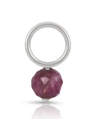 14K Fine One Love Birthstone Charms | Month/Gemstone: July - Ruby | Metal Color: Solid White Gold