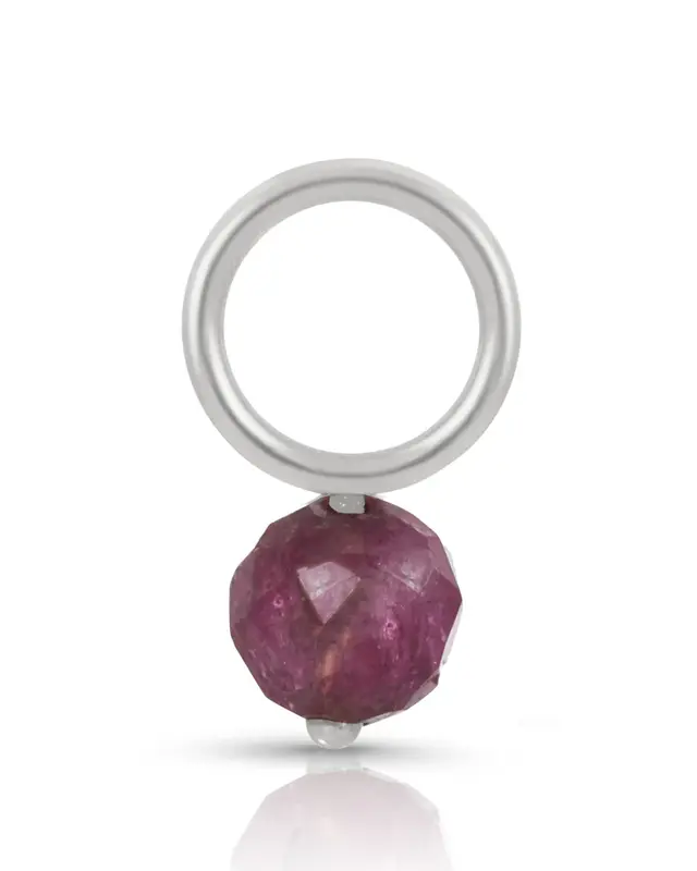 14K Fine One Love Birthstone Charms | Month/Gemstone: July - Ruby | Metal Color: Solid White Gold