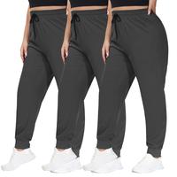 【Plus Size】SHOWITTY 3 Pack Women's Plus  Joggers with Pockets, Comfy High Stretch Workout  Yoga Pants for Women, Basic  H...