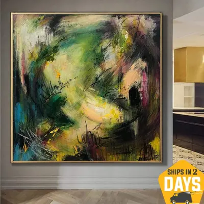 Large Abstract Colorful Paintings On Canvas Modern Green Fine Art Textured Handmade Painting Original Oil Artwork | BEYOND WO...