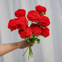 Crochet Roses for Flower Arrangement, 9pcs DIY Faux Roses Bouquet for Room Decor, Wedding, Party & Home Decor, Bedroom Decor...