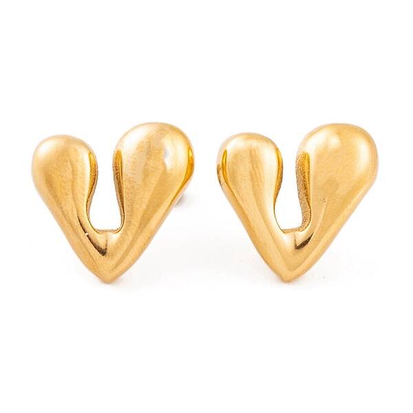 Ion Plating(IP) Heart 304 Stainless Steel Stud Earrings for Women