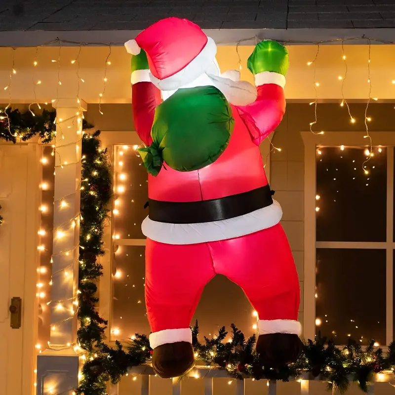 Christmas 2025 Holiday Decorations 5.5 FT Tall Christmas Inflatable Hanging Santa Santa with Gift Bag Display Decorations, Bl...