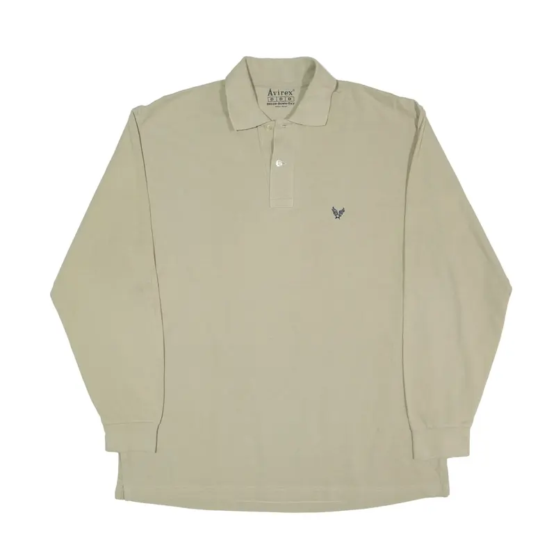 AVIREX Polo Shirt Beige Long Sleeve Mens S
