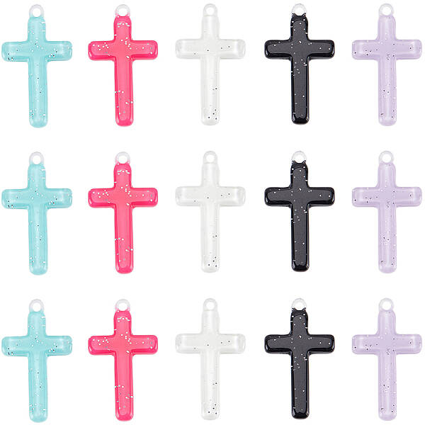 30Pcs 5 Colors Opaque Acrylic Pendants