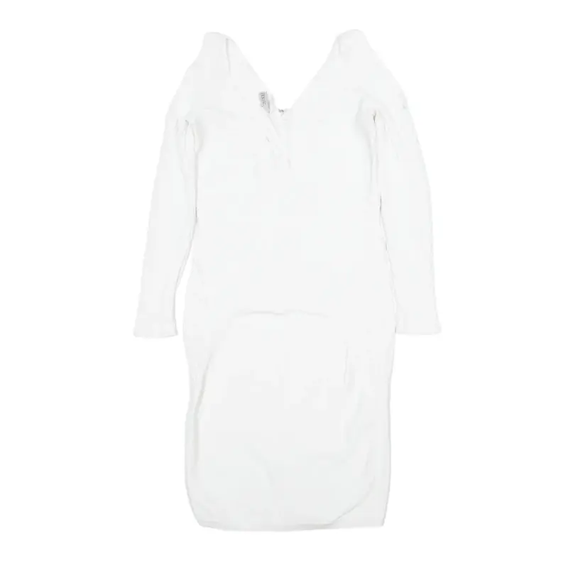 HOUSE OF CB LONDON Bodycon Bandage Dress White Long Sleeve Knee Length Womens UK 14