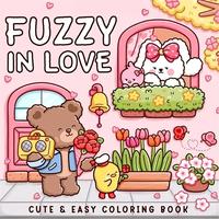 Fuzzy in Love Coloring Book, 50 Pages Cute Cartoon Bear Pattern Coloring Book, DIY Painting Supplies for Teenager & Adults
