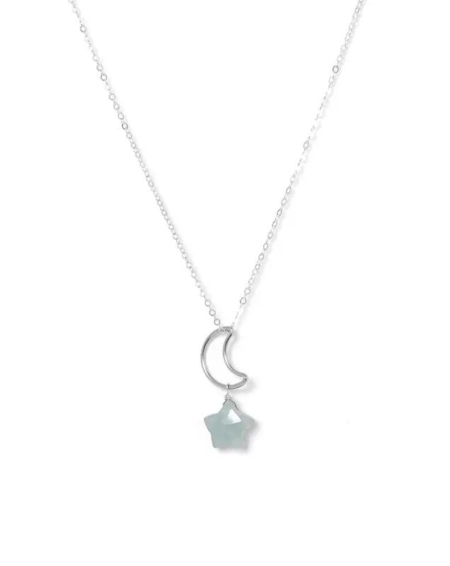 Lunastar Necklace | Metal Color: Silver | Color: Light Blue