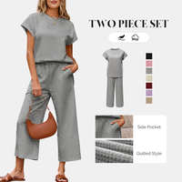 SHEWIN Two Piece Set Outfits, Casual Sweatsuits Pullover Tops and Wide Leg Sweatpant Lounge Sets, Women's Daily Wear Going Ou...