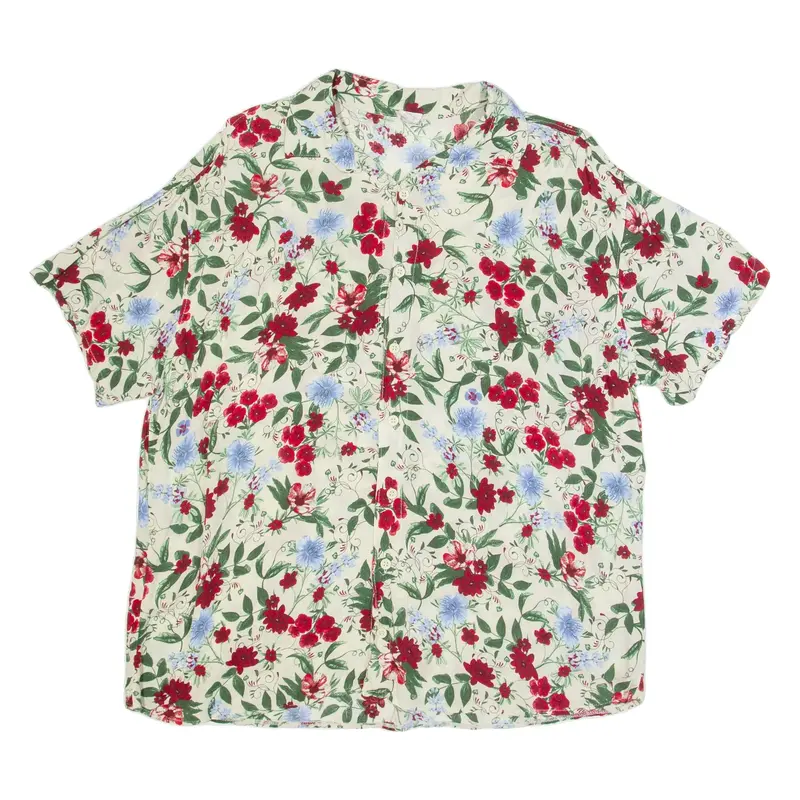 Womens Printed Shirt Beige Floral XL