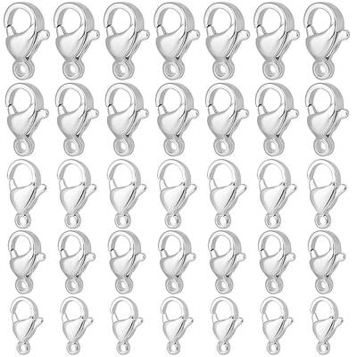 50Pcs 5 Styles 304 Stainless Steel Lobster Claw Clasps