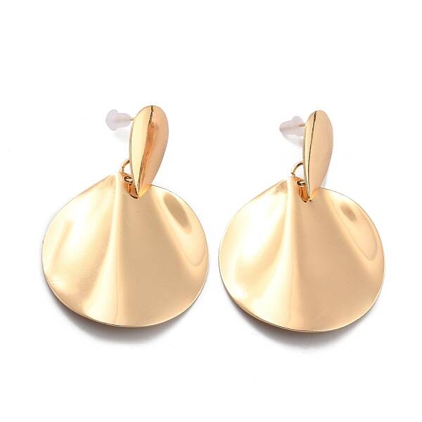 Twist Flat Round Iron Stud Earrings for Girl Women