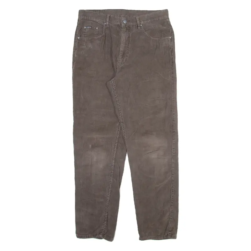 TEDDY'S Mens Corduroy Trousers Grey Regular Tapered W32 L29