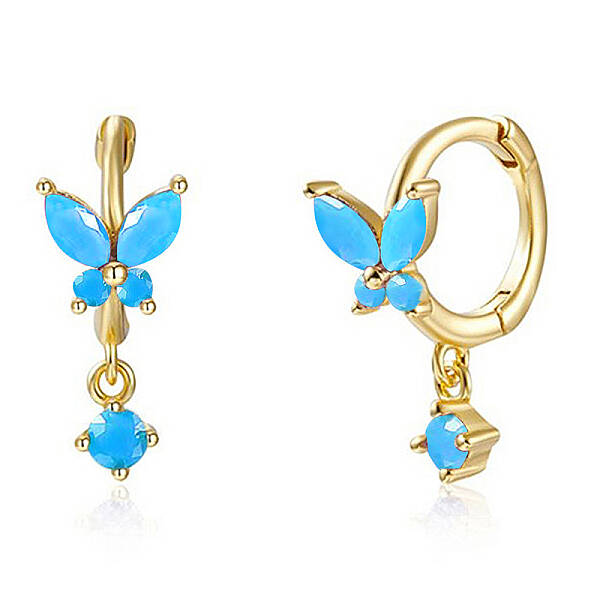 S925 Silver Butterfly Ear Cuffs with Multicolor Zirconia